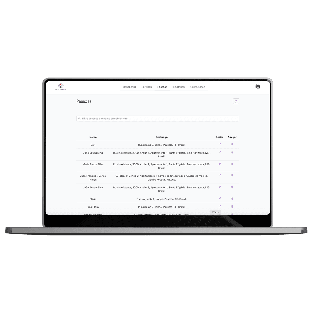 ConectaPovo app no notebook